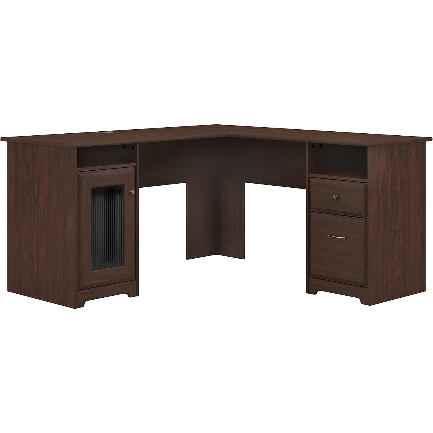 Bush Furniture Cabot L-Shaped Computer Desk in Modern Walnut - Corner Desk with Storage Drawers for Home Office | Space-Saving Workstation for Small Rooms & Gaming Setup