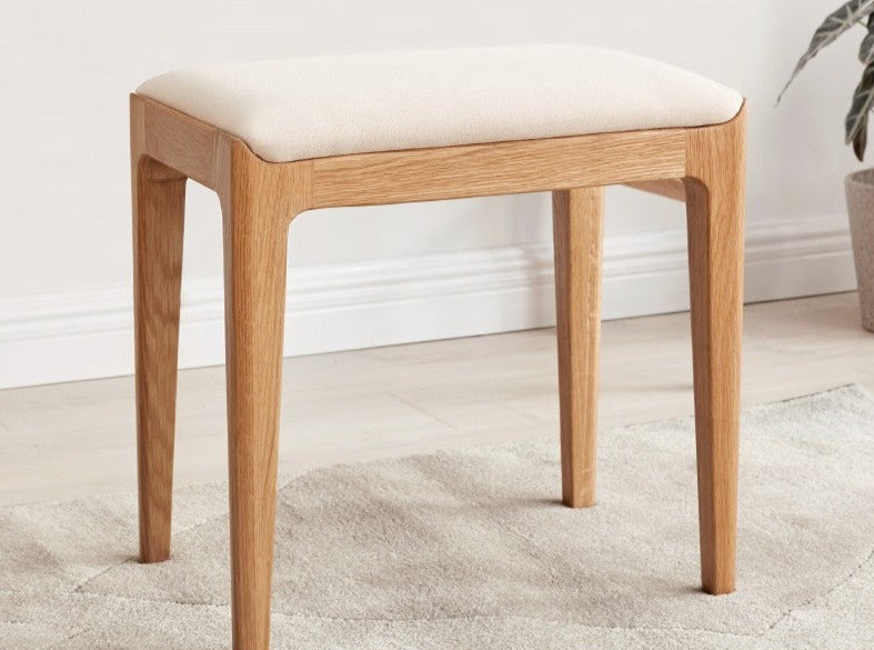 Premium Solid Wood Makeup Stool - Handcrafted Oak, Ash & Black Walnut Vanity Seat | Perfect for Dressing Tables, Bedroom Vanity & Salon Styling Stations