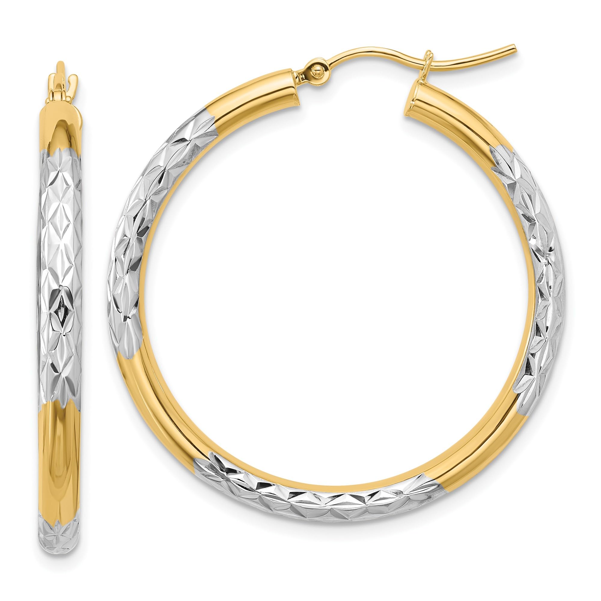 10K Solid Yellow Gold 3mm Round Large Hoop Earrings for Women - Classic Dainty Everyday Jewelry - Perfect for Work, Date Night & Special Occasions