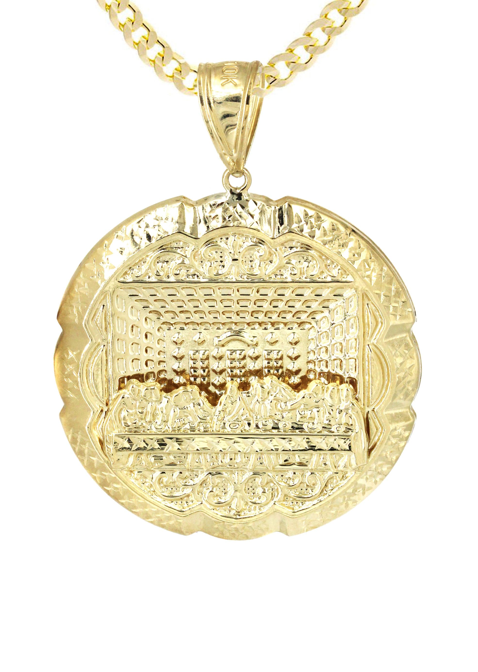 10K Yellow Gold Last Supper Pendant Necklace for Men & Women - 18.9 Grams Religious Jewelry Gift for Christmas, Baptism & Easter - Perfect for Church, Weddings & Special Occasions