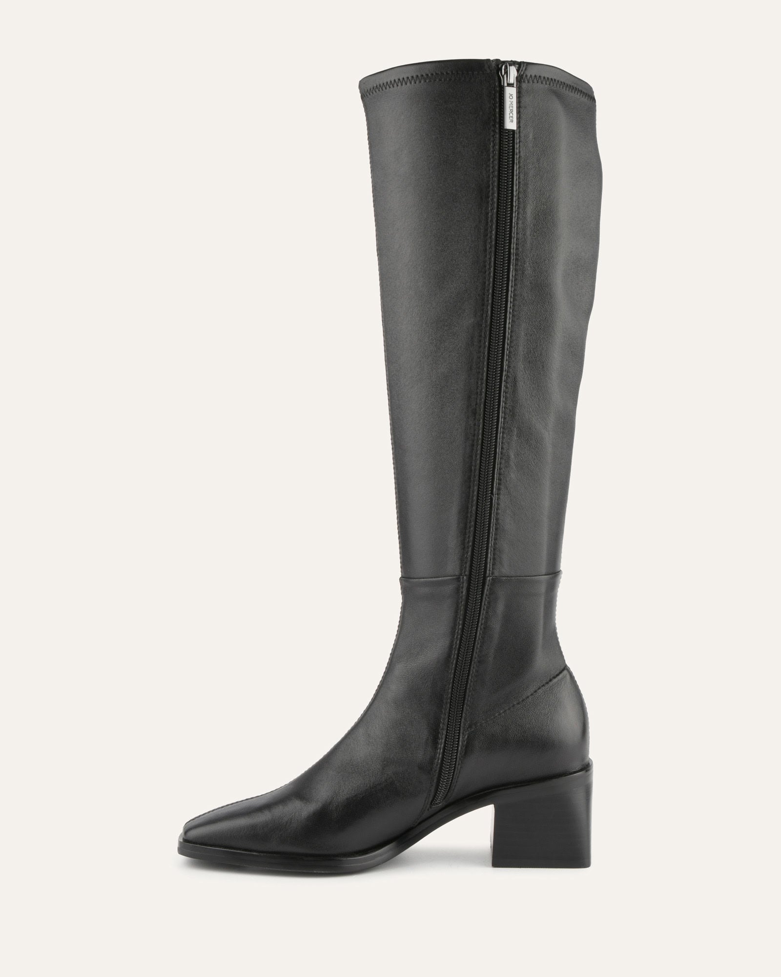QUEENIE Black Leather Knee High Boots for Women - Stylish & Comfortable Winter Boots for Casual Outfits, Office Wear & Night Out