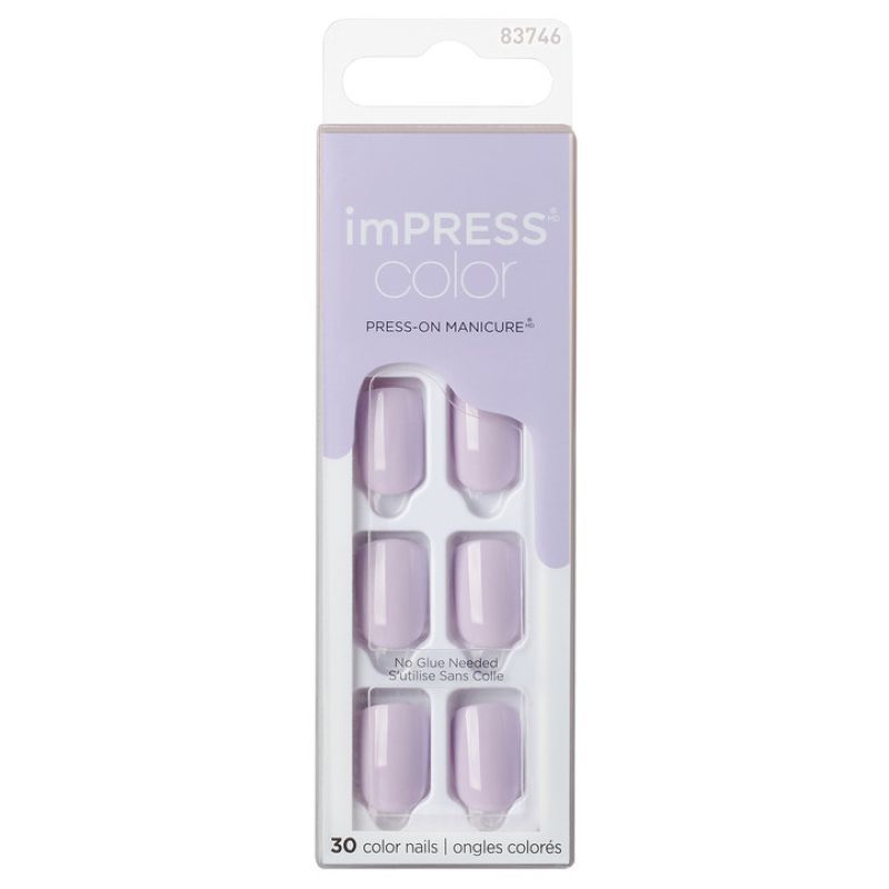 Kiss Impress Press-On Nails - Purple Color with Picture Design | Easy to Apply & Reusable | Perfect for Parties, Weddings, and Special Occasions