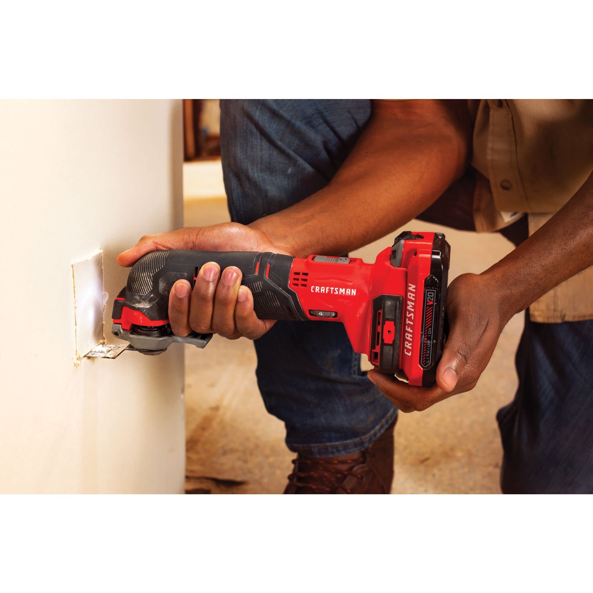 CRAFTSMAN V20 Cordless Oscillating Multi-Tool Kit with 12 Accessories - Blades, Sandpaper, Battery & Charger Included (CMCE501D1) - Perfect for DIY Projects, Woodworking, Home Repairs & Renovations
