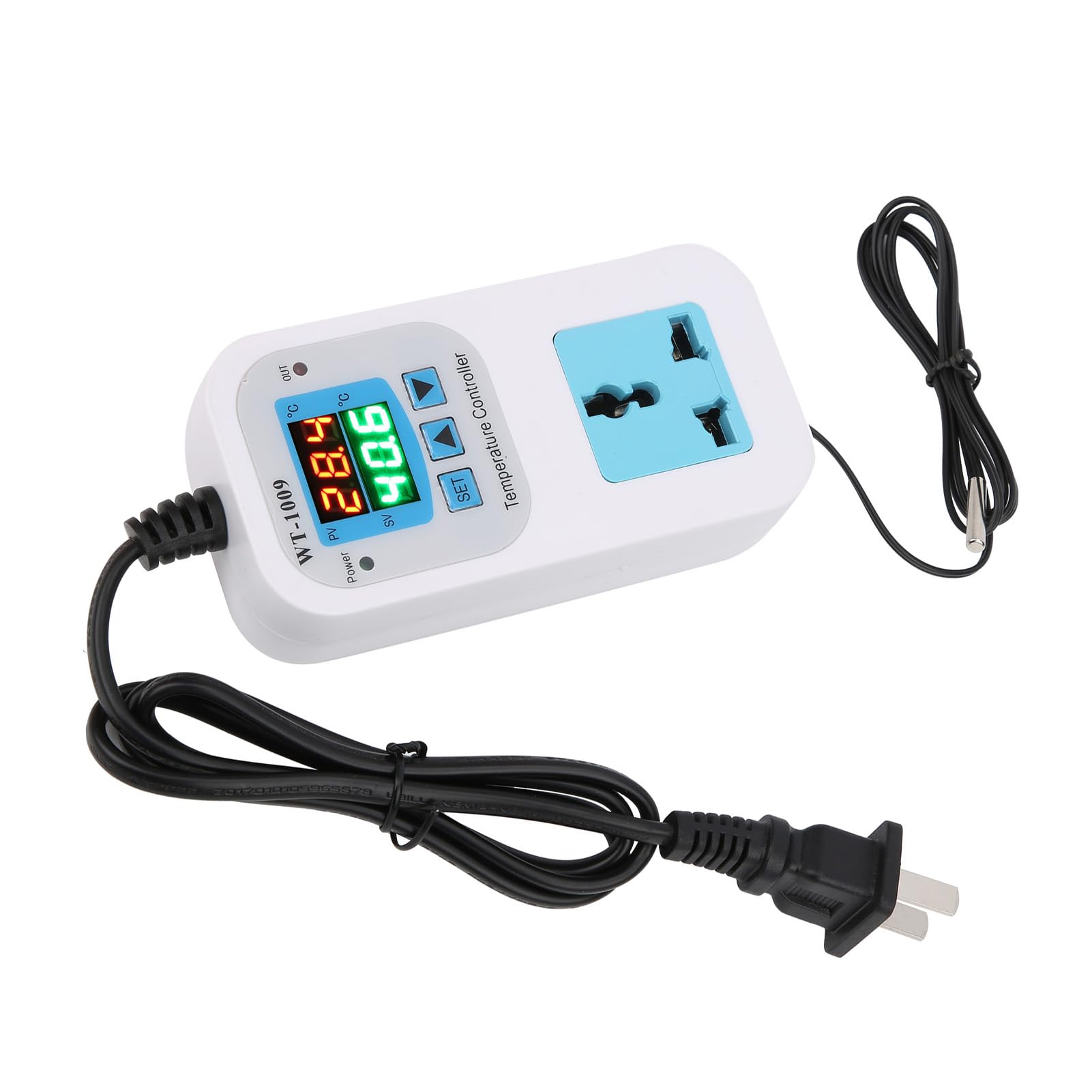 POCREATION WT-1009 Digital Temperature Controller - 2-Stage Outlet Thermostat with Heating/Cooling Modes for Homebrew Fermenter, Greenhouse, Terrarium (110V-220V, 1500W) | Perfect for Beer Brewing, Reptile Habitat & Plant Growth
