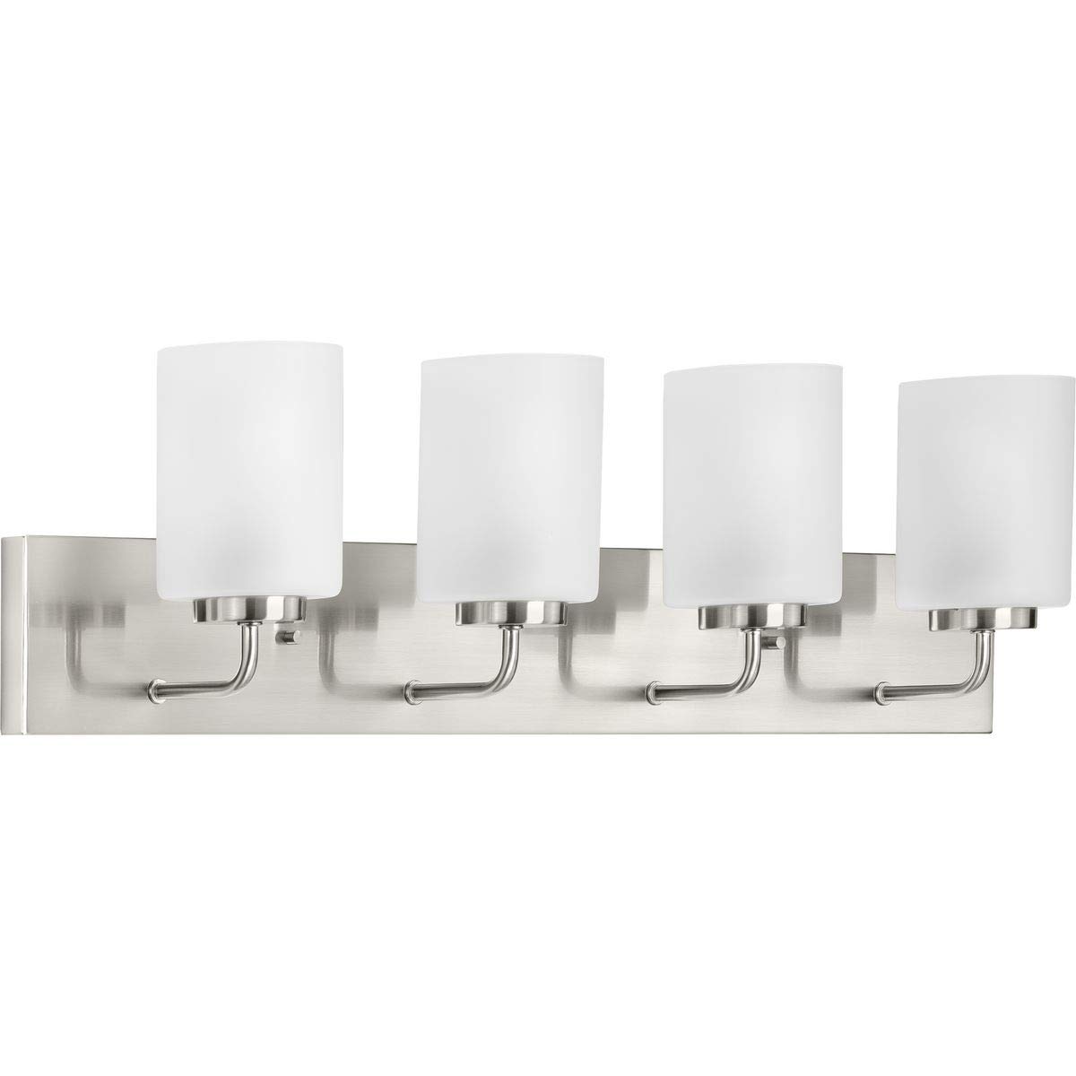 Progress Lighting Merry Collection 4-Light Brushed Nickel Bathroom Vanity Light with Etched Glass Shades - Perfect for Modern and Transitional Bathroom Decor