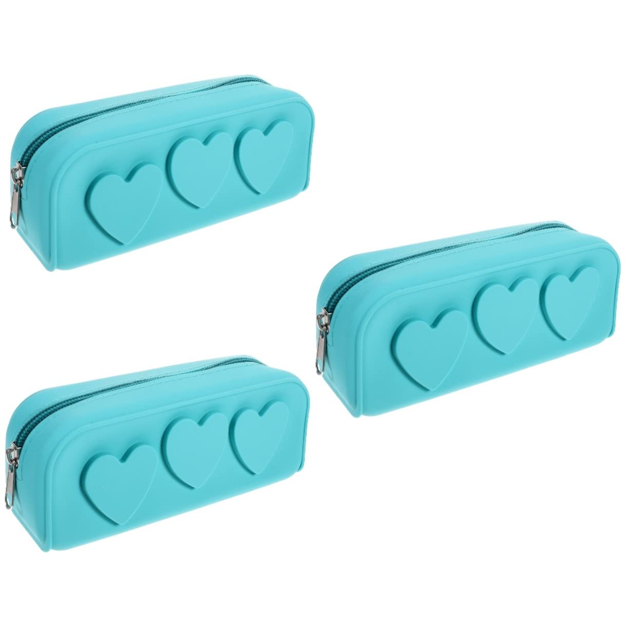 FOMIYES 3-Piece Waterproof Makeup Brush Organizer Set - Blue Silicone Cosmetic Pouch for Travel & Home Storage | Perfect for Makeup Artists, Students & Daily Beauty Routine