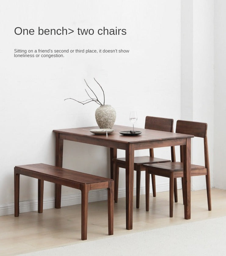 Black Walnut Solid Wood Nordic Long Bench - Modern Entryway & Dining Room Seating - Perfect for Hallway, Bedroom, and Living Room Decor