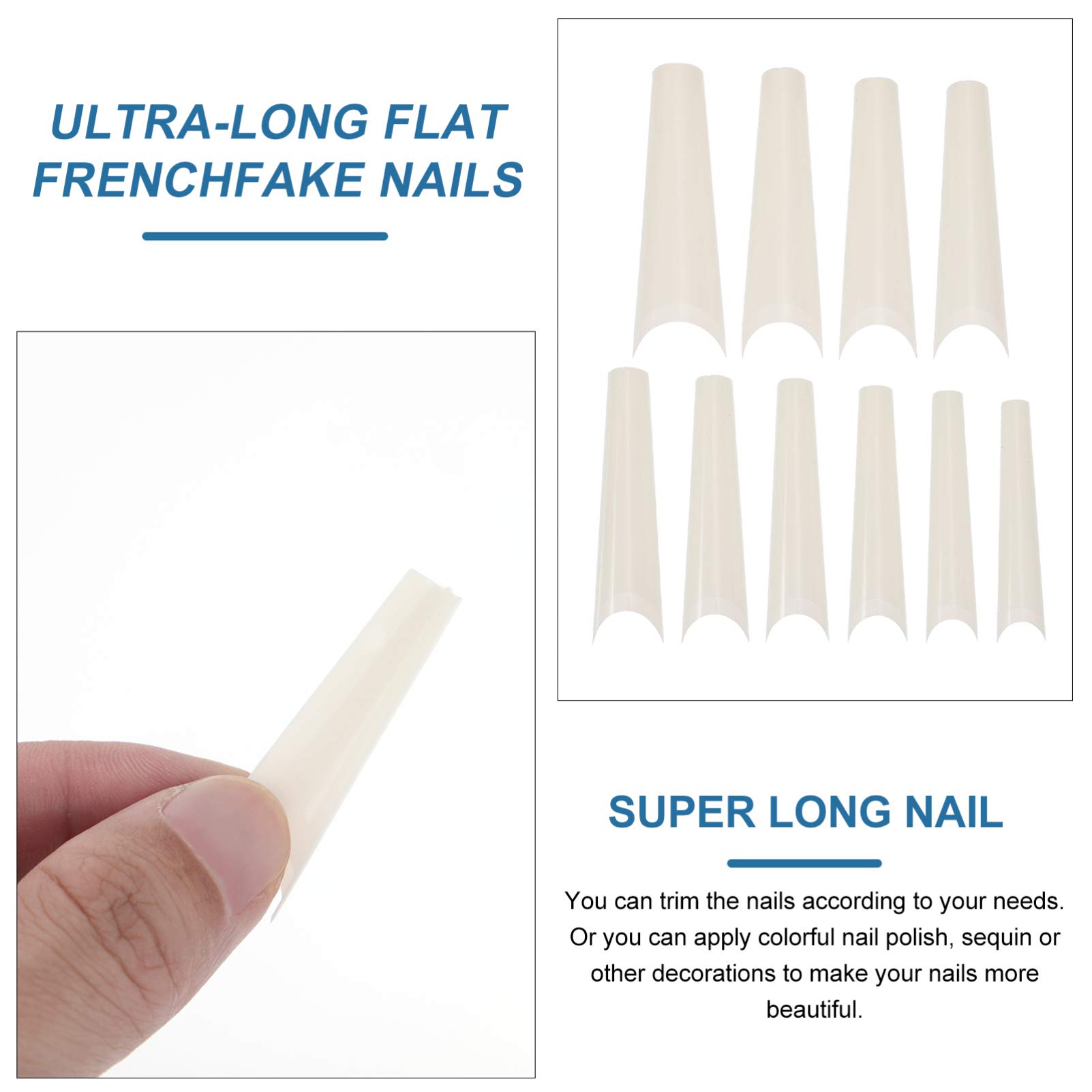 Minkissy 500pcs French False Nails - Acrylic Stiletto Fake Nail Tips with Gel for Manicure | Perfect for Parties, Weddings, and Special Occasions