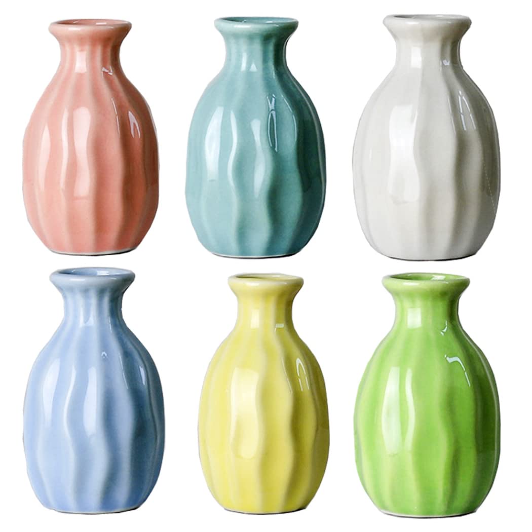 Handmade Mini Ceramic Bud Vases - Small Flower Vases for Home & Office Decor, Desktop Micro Landscape Ornament, Perfect Gift for Housewarming & Wedding - Elegant Art Vase for Table Centerpiece, Shelf Display and Room Aesthetics