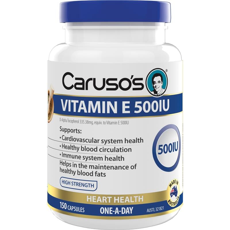 Carusos Vitamin E 500IU Softgels - Antioxidant Supplement for Skin, Hair & Immune Support - Daily Health Boost for Women & Men - Perfect for Anti-Aging & Wellness Routine
