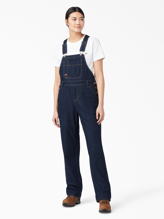 Dickies FB206DIB Women's Relaxed Fit Bib Overalls - Dark Indigo Denim Workwear for Farming, Gardening & Outdoor Activities
