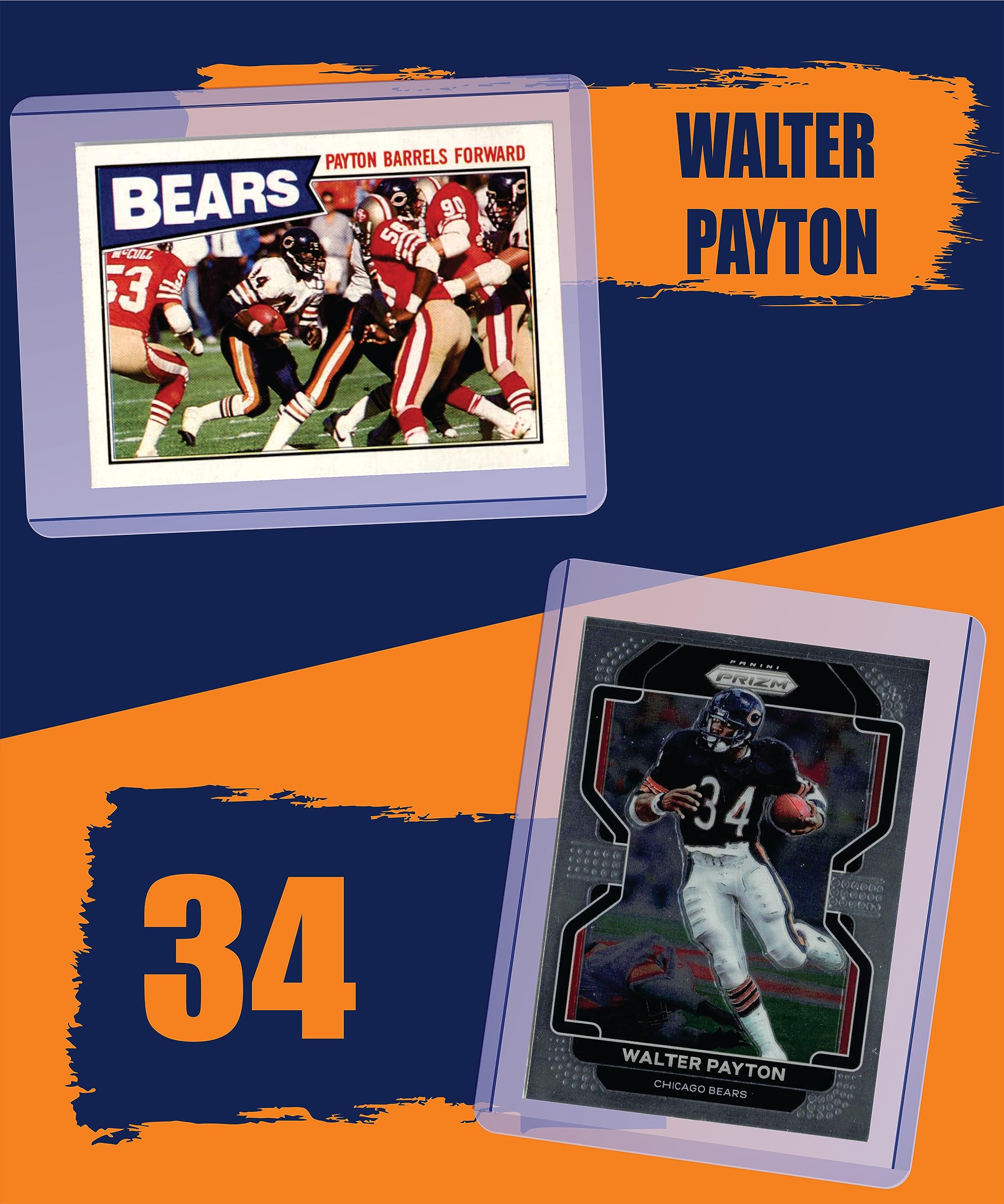 Walter Payton Chicago Bears Football Cards (5-Pack) - Vintage NFL Collectibles for Fans, Gifts & Memorabilia Display
