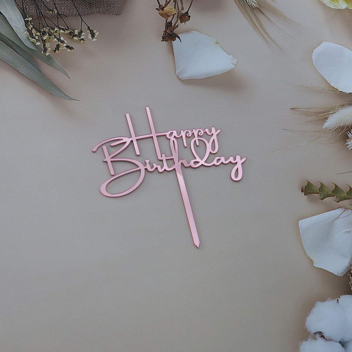 Happy Birthday Cake Topper - Rose Gold Acrylic Mirror Party Decorations for Birthday Cakes, Cupcakes & Desserts | Perfect for Birthday Parties, Baby Showers & Wedding Celebrations