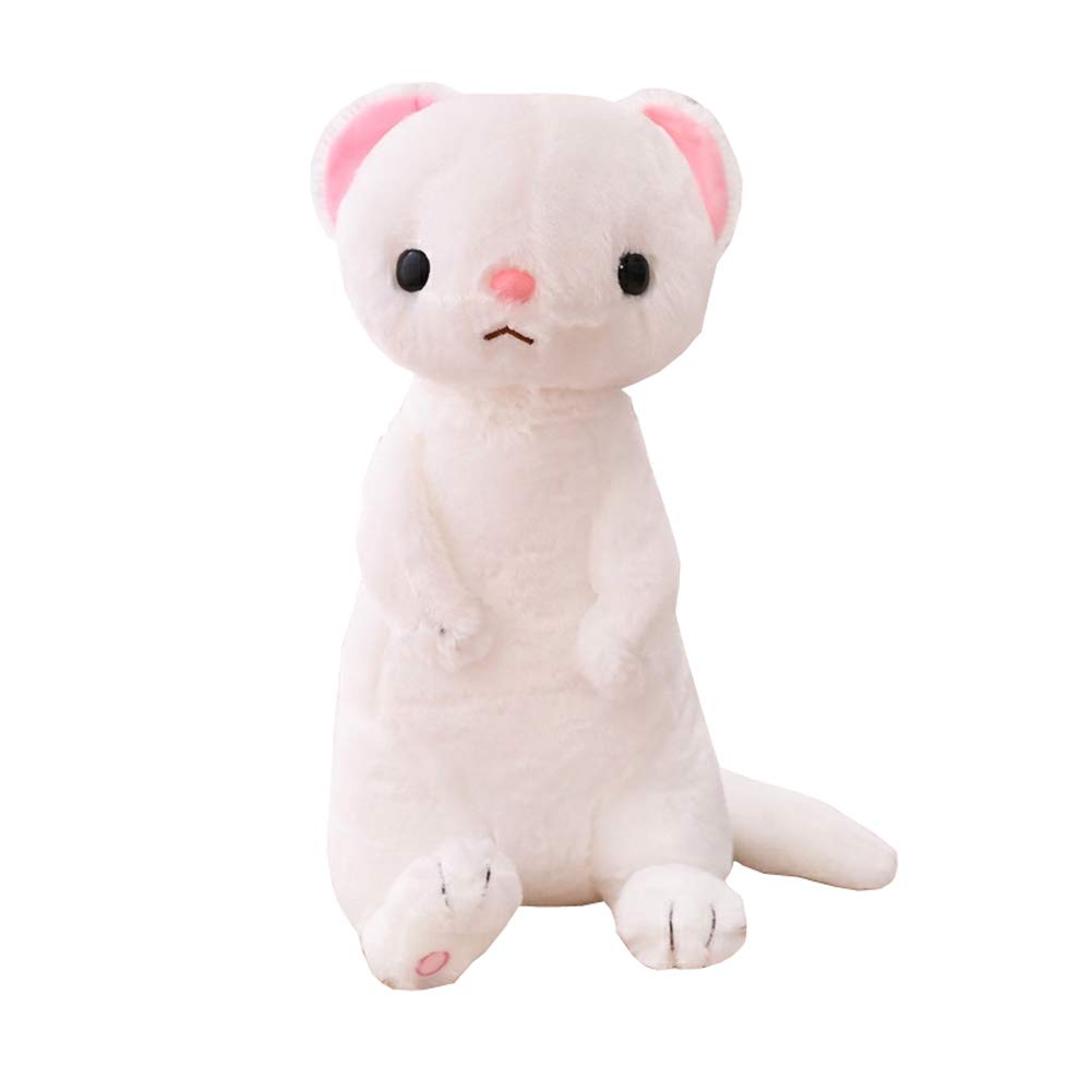 Soft Plush Ferret Doll - Cute Animal Pillow Toy for Gardening & Spring Decor, Comfortable Sitting Stuffed Animal (White) - Perfect for Home Decor, Gifts, and Cuddling