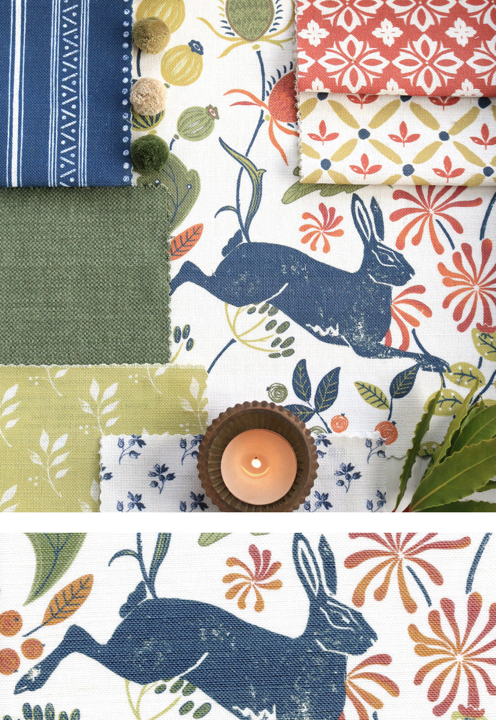 Bexington Hare Moodboard - Blue, Linden & Red Oak Wooden Wall Art for Home & Office Decor | Perfect for Living Room, Bedroom, or Workspace Inspiration