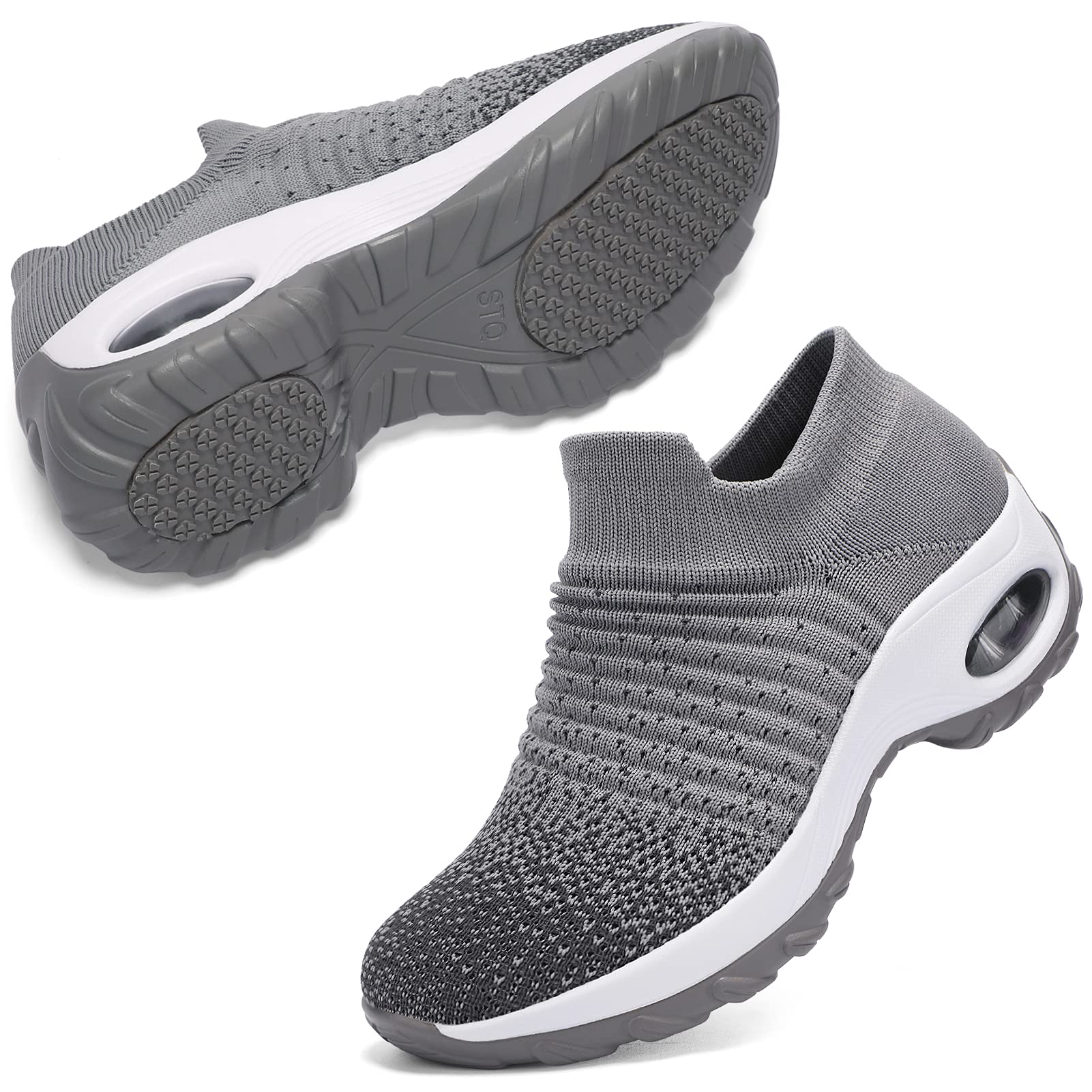 STQ Women's Slip-On Breathable Mesh Walking Shoes - Fashion Sneakers with Comfort Wedge Platform for Casual Wear, Work & Travel