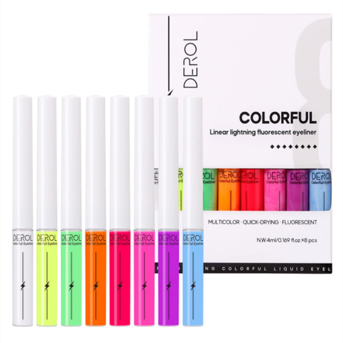 Neon UV Glow Eyeliner - 8 Rainbow Colors, Waterproof & Long Lasting for Party Makeup