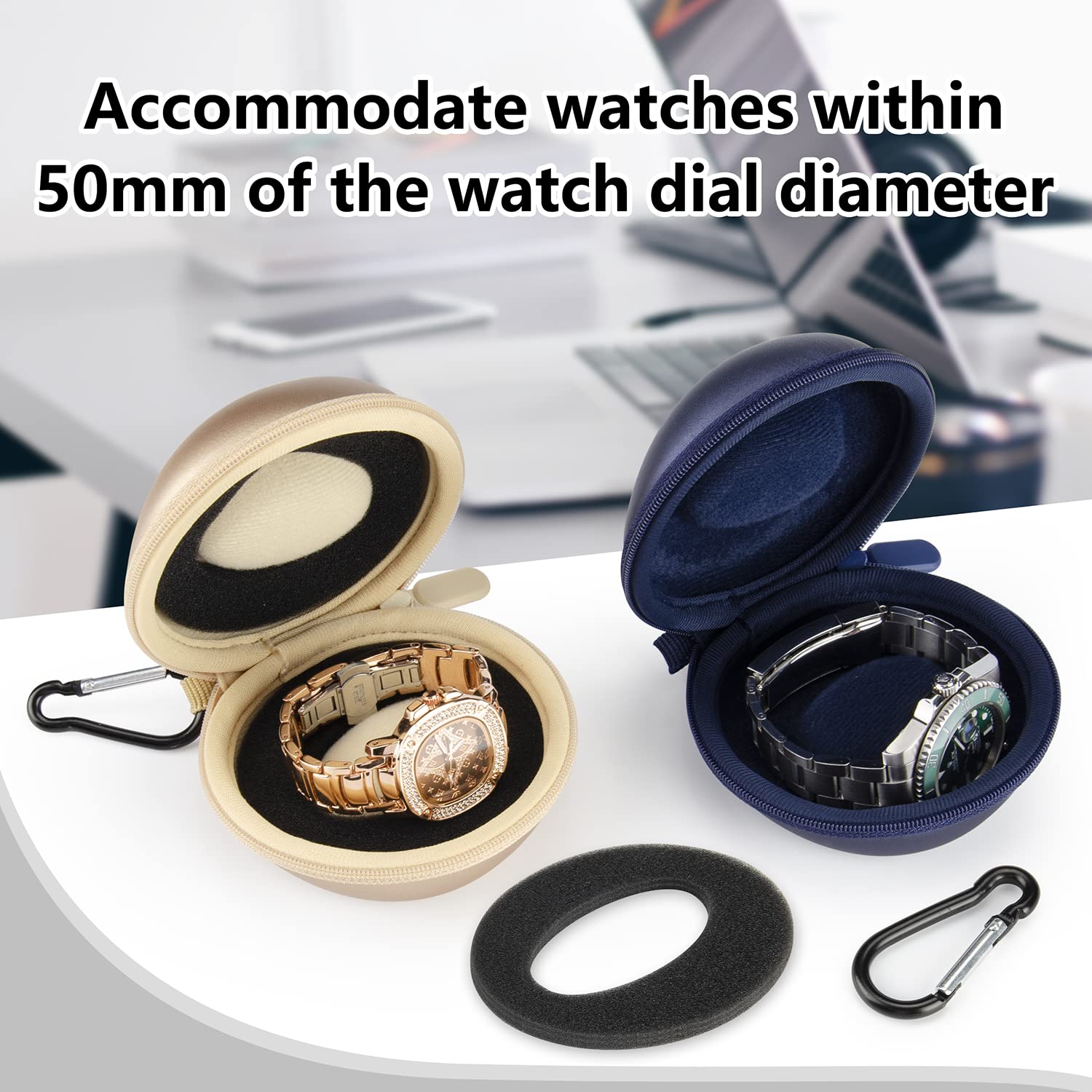Men's Travel Watch Case - Portable Single Slot Storage Box for Watches up to 50mm | Perfect for Business Trips & Vacations