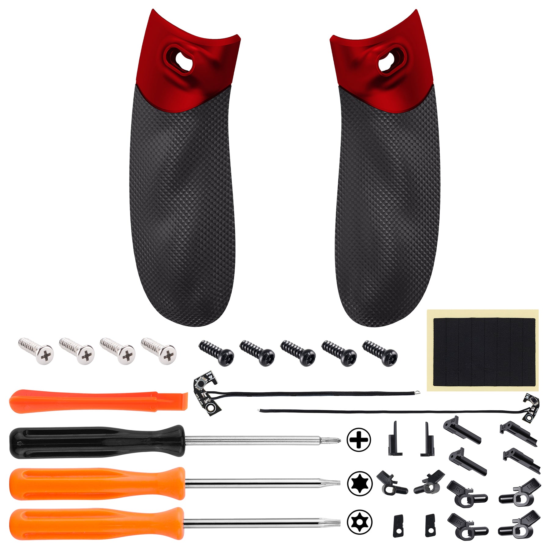 ExtremeRate Diamond Textured Scarlet Red Anti-Slip Ergonomic Side Grips & Trigger Stop Kit for Xbox Series X|S & Core Controller - Enhanced Grip for Gaming, FPS & Competitive Play (PX3Q3003P)