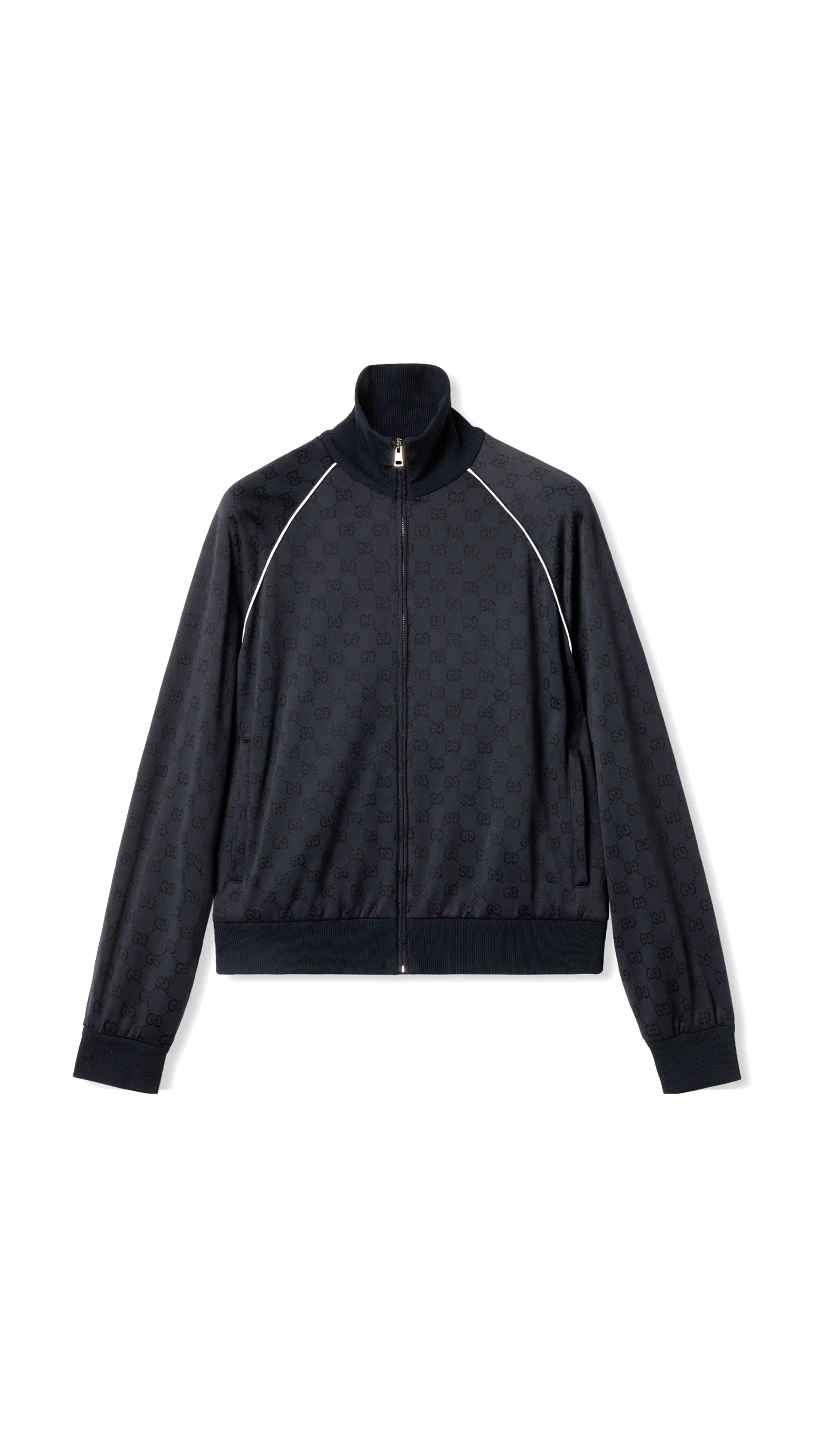 GG Nylon and Jersey Zip Jacket for Men - Lightweight Waterproof Windbreaker with Hood - Navy Blue Outdoor Hiking Jacket for Running, Cycling & Travel