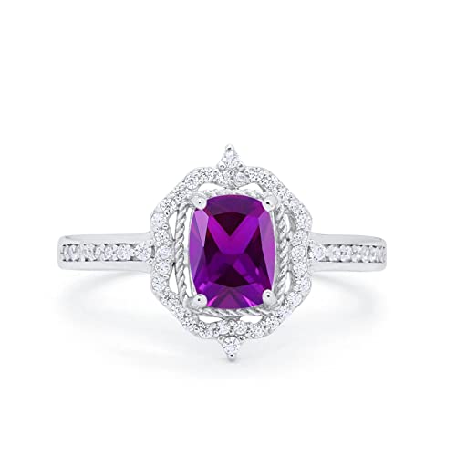 14K White Gold Simulated Amethyst CZ