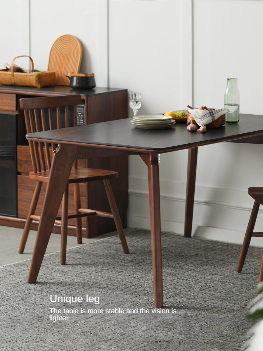 Premium Black Walnut Solid Wood Dining Table - Handcrafted North American Hardwood, Rustic Farmhouse Style for Dining Room & Kitchen Decor