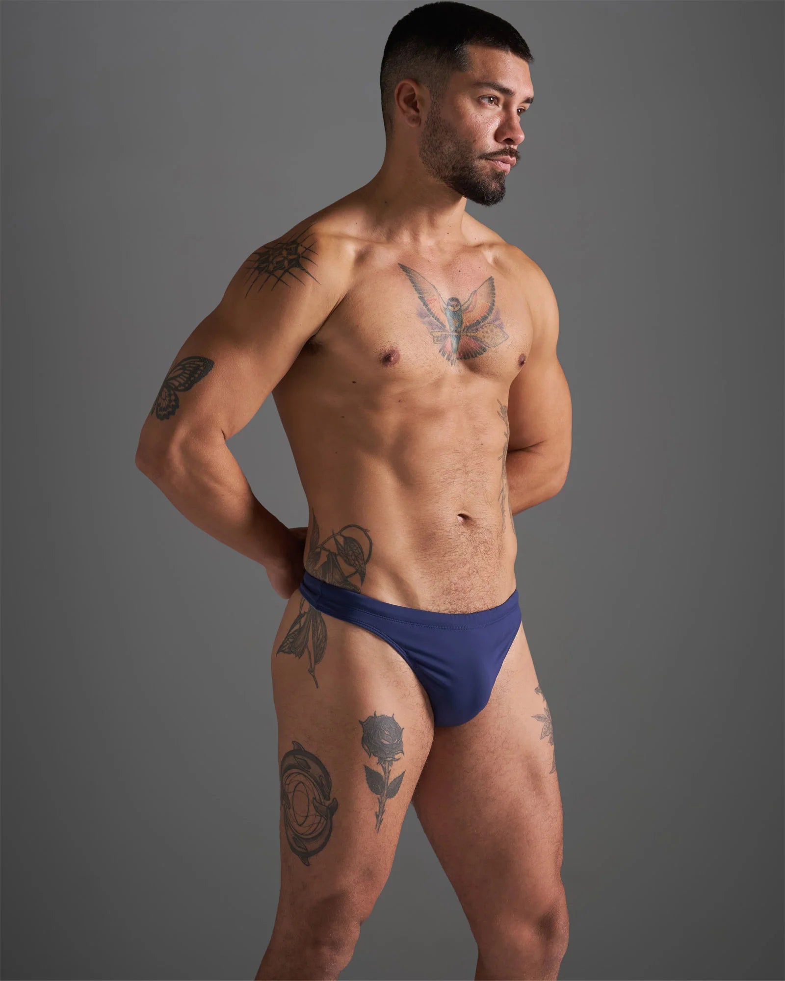 Teamm8 Standard Swim Thong - Navy Blue Men's Swimwear for Beach, Pool & Water Sports | Comfortable & Stylish Swim Briefs