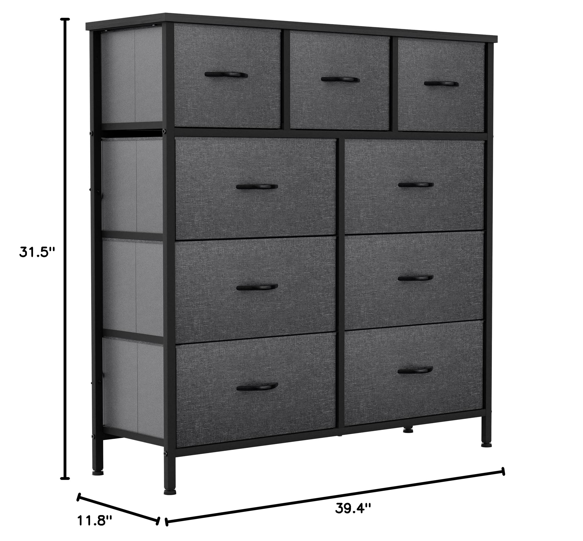 YITAHOME 7-Drawer Fabric Dresser Storage Tower - Black & Grey, 9-Drawer Fabric Storage Organizer Unit for Bedroom Closet, Clothes, Toys & Home Organization - Perfect for Small Spaces & Nursery Storage