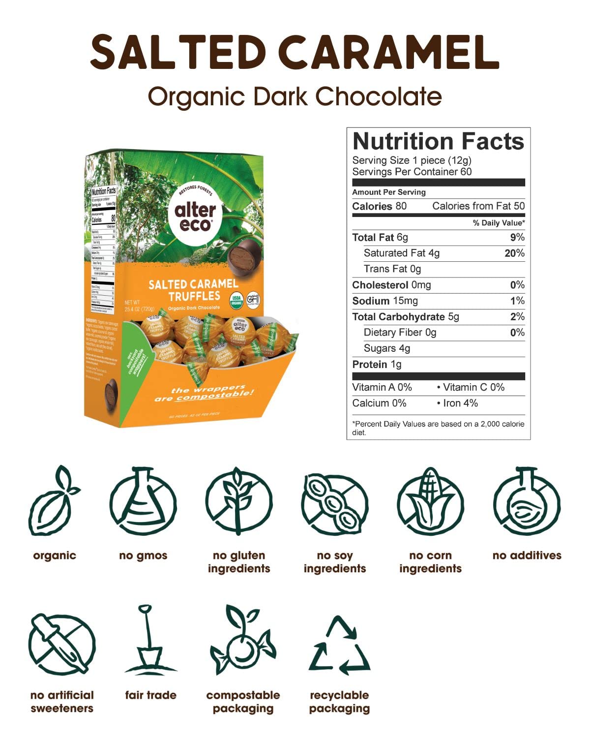 Organic Dark Chocolate Truffles 58% Cocoa, Fair Trade, Gluten-Free - Perfect for Gifts & Desserts