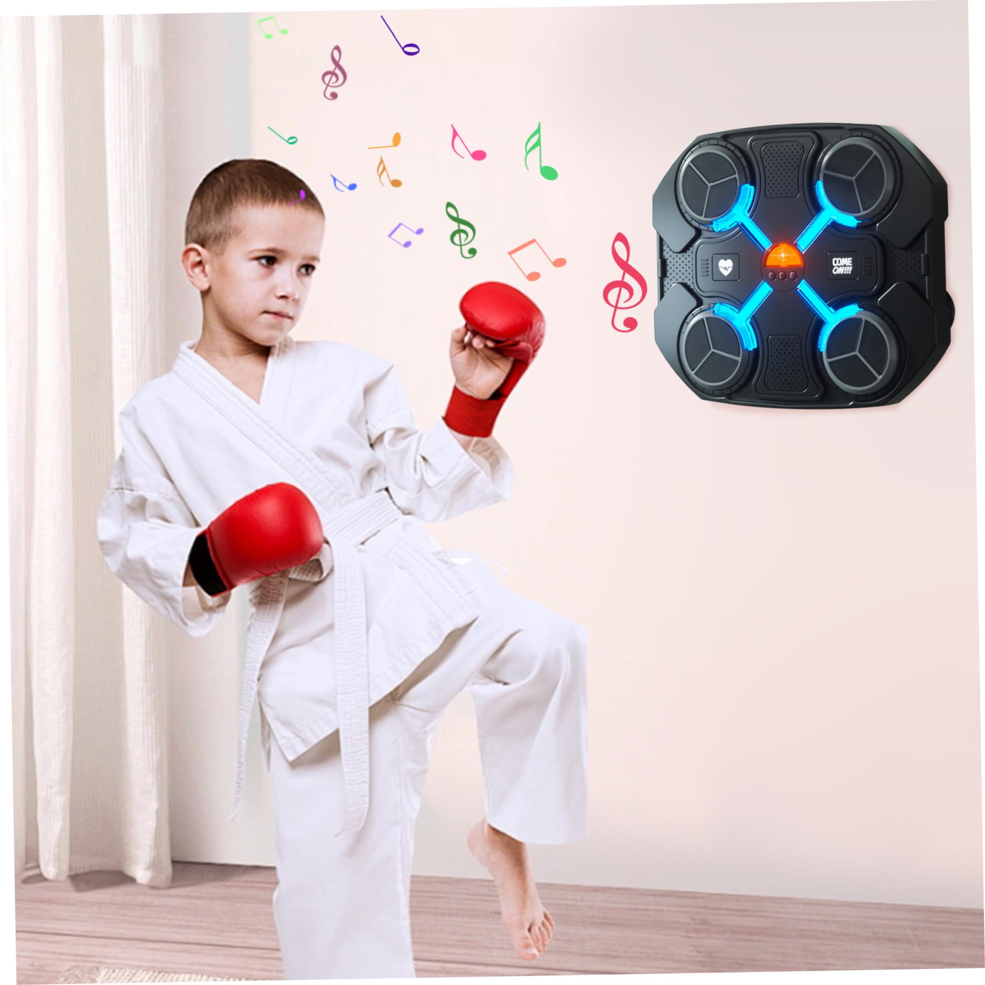 Smart Wall Mounted Boxing Machine with Music - Home Workout Boxing Target for Adults & Kids - Perfect for Fitness Training, Stress Relief & Family Fun - Black