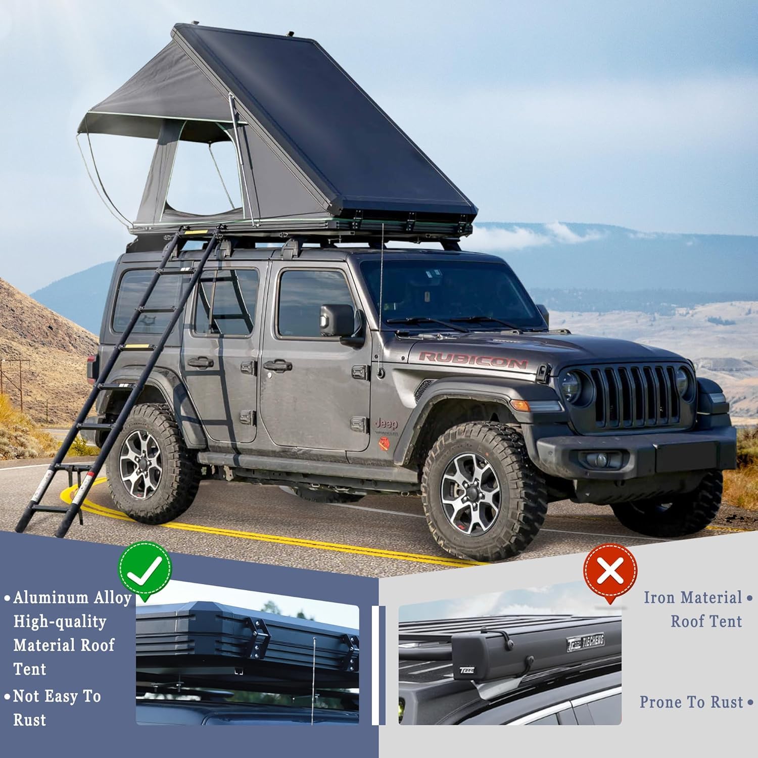 Naturnest Hard Shell Rooftop Tent with Awning for Jeep, SUV, Truck & Van | 2-3 Person Waterproof Camping Tent (Green) | Perfect for Outdoor Adventures, Road Trips & Family Camping