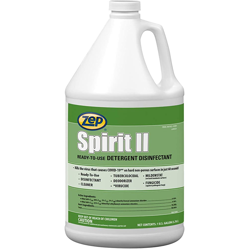 Zep Spirit II Disinfectant Cleaner (67923) - Hospital-Grade Disinfectant for Commercial & Home Use - Kills 99.9% Germs on Surfaces, Floors & Restrooms