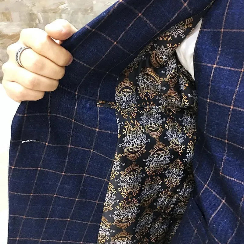Smith Plaid Double Breasted Suit for Men - Classic Wool Business Blazer & Formal Jacket - Perfect for Office, Weddings & Special Occasions