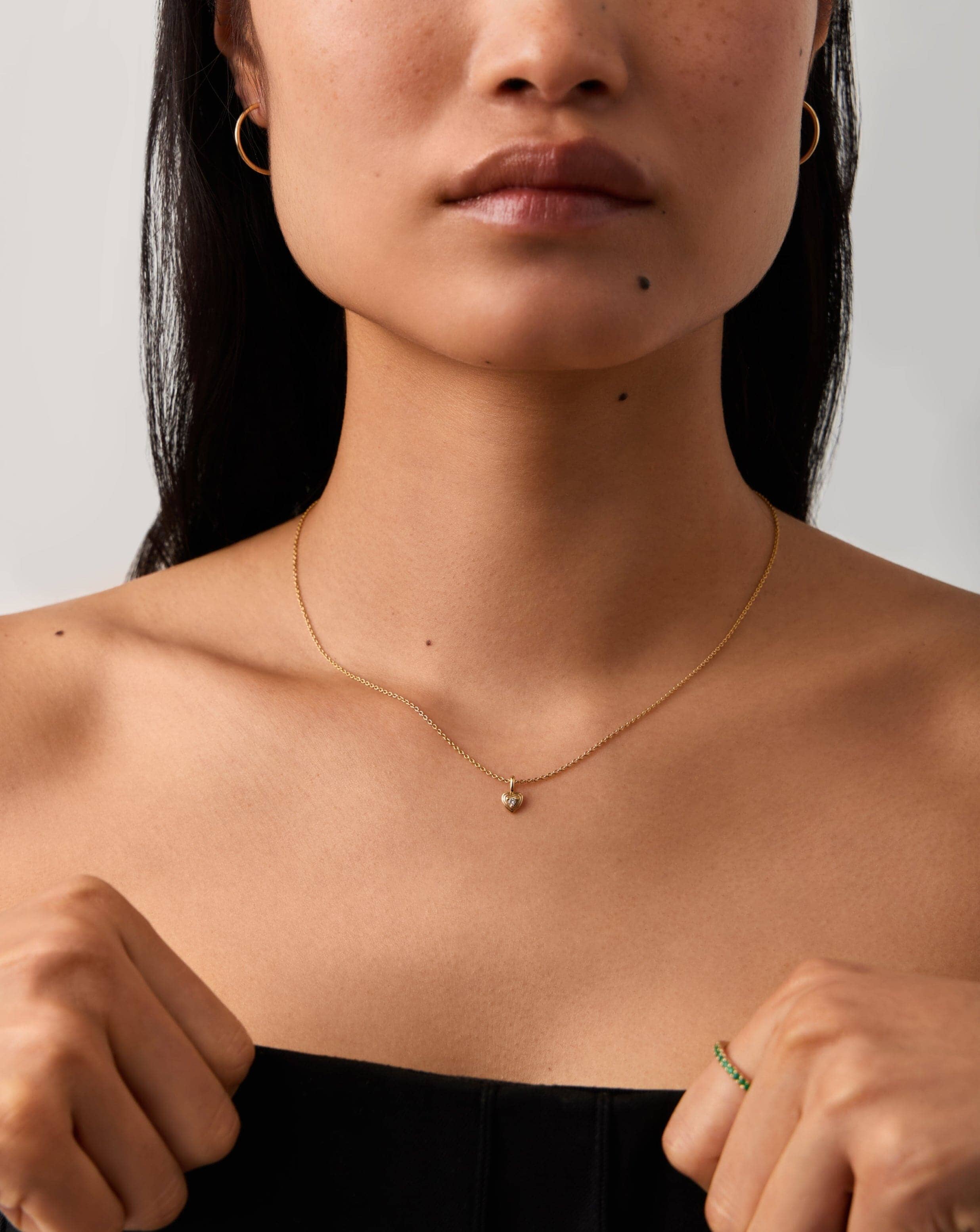 14K Solid Gold Diamond Heart Pendant Necklace for Women - Elegant Mini Heart Charm Jewelry Gift for Her - Perfect for Valentine's Day, Anniversary & Special Occasions