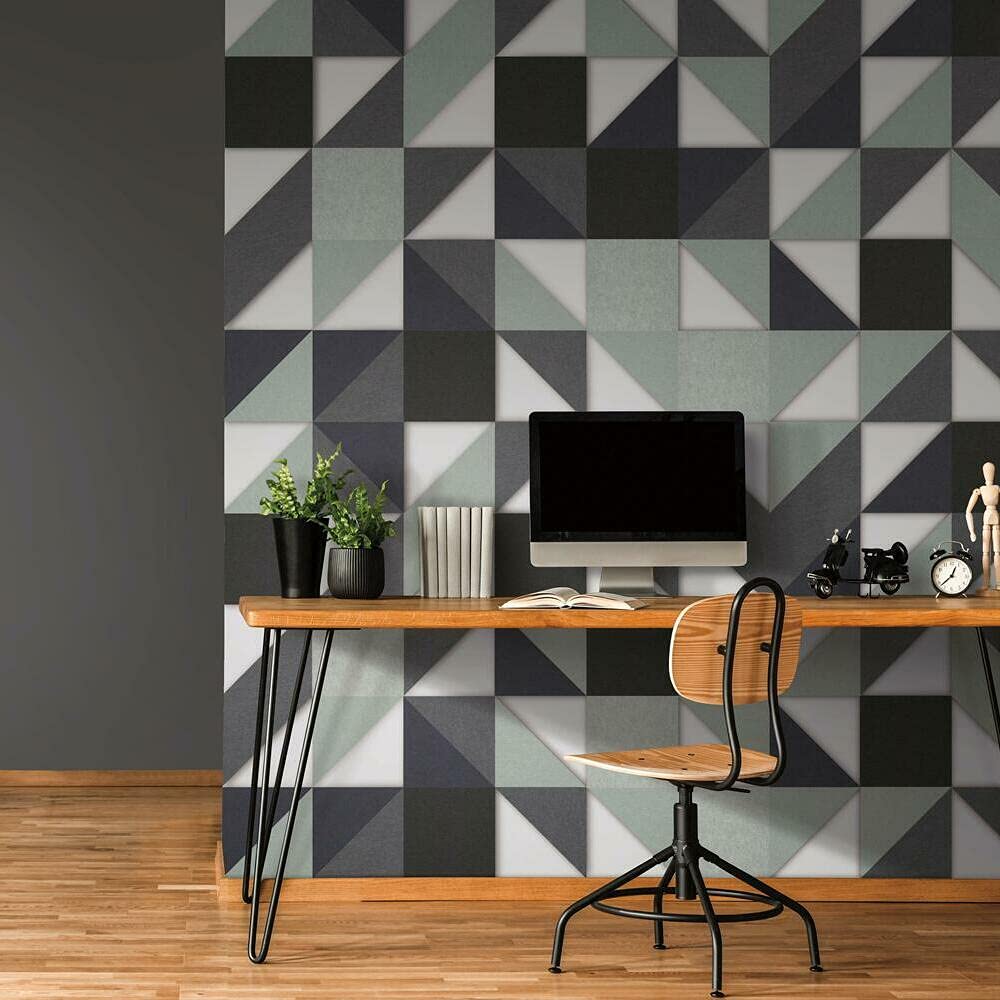 York Wallcoverings QWS1000 QuietWall White Squares Soundproof Peel & Stick Wall Tiles - Perfect for Home Offices, Studios & Noise Reduction