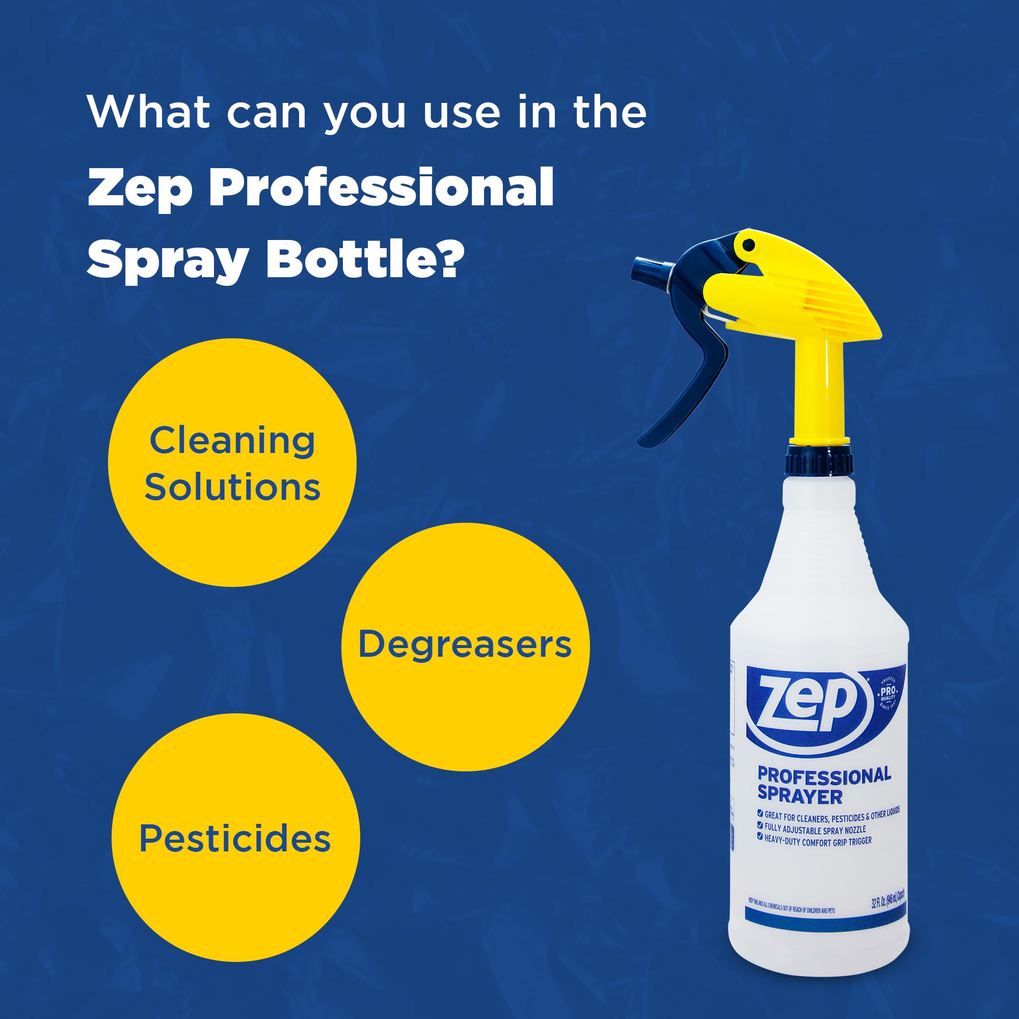 Zep Professional 32 oz Spray Bottle (Case of 36) - Heavy Duty Refillable Sprayer with Adjustable Nozzle for Fine Mist or Strong Spray - Perfect for Cleaning, Gardening, and DIY Projects