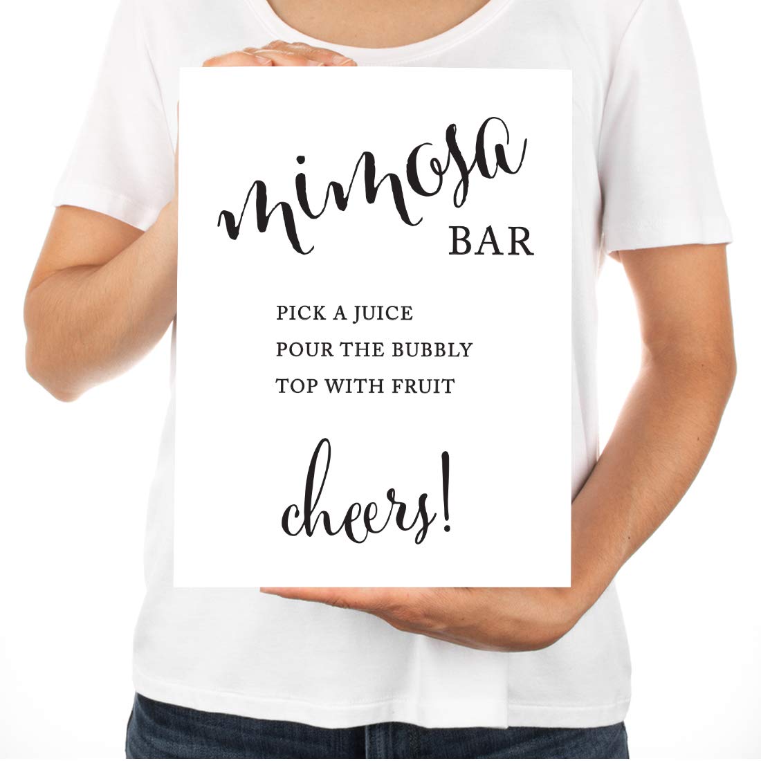 Customizable Andaz Press Wedding Party Signs - Elegant Black & White 8.5x11 Inch Mimosa Bar Sign - Build Your Own Drink Station with Juice, Champagne & Fruit Toppings - Perfect for Bridal Showers, Receptions & Dessert Tables (1-Pack)
