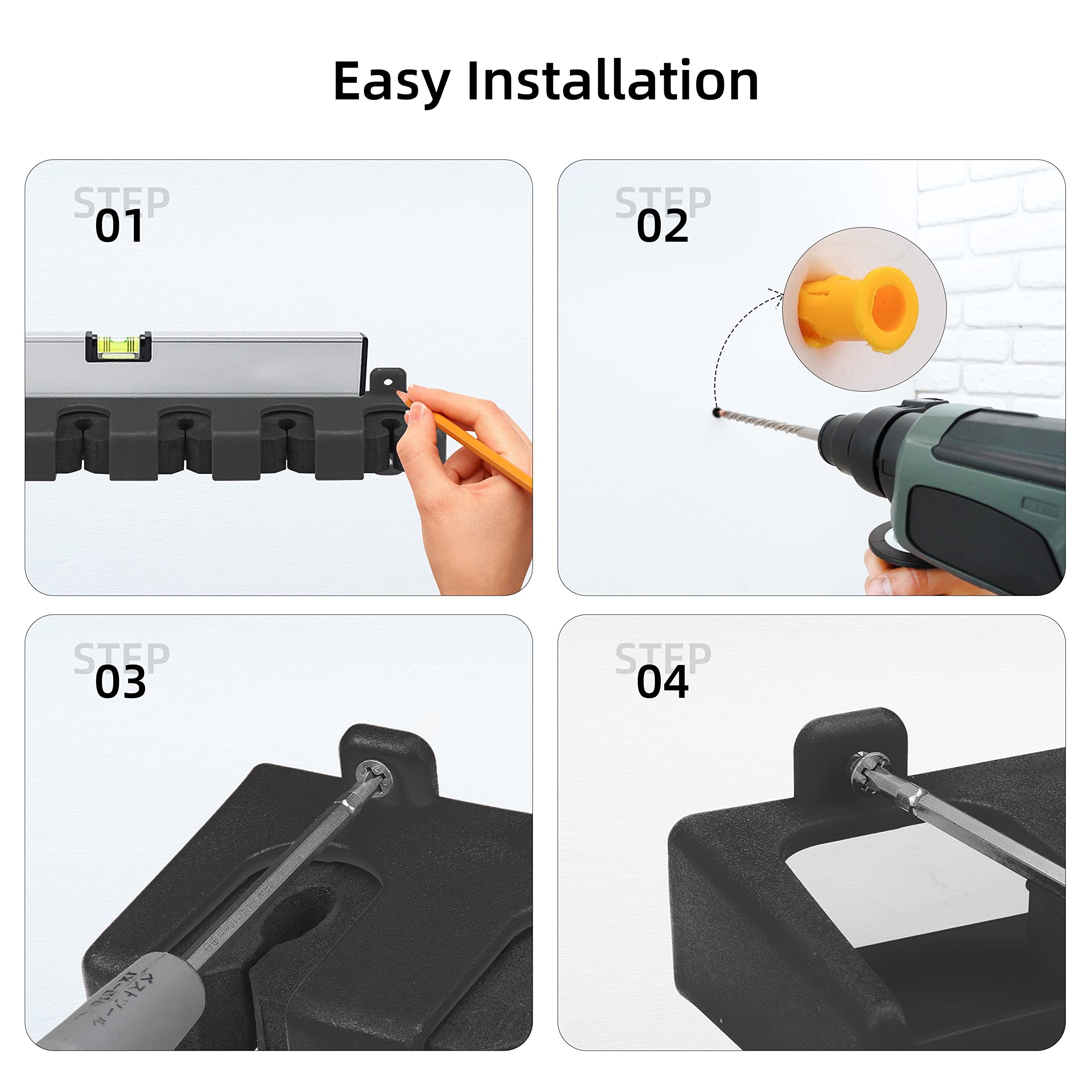 RUNCL Fishing Rod Holder Kit - Wall Mounted Vertical Fishing Rod Rack with Rod Sleeve & Strap - Holds 6 Rods (5-11mm) - Durable Fishing Pole Storage for Garage, Boat, RV & Home Organization