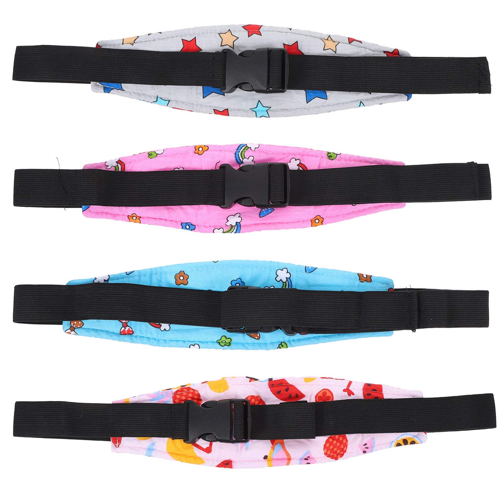 HEALLILY 4-Piece Baby Car Seat Head Support Strap - Soft Neck Support Pillow for Infants & Toddlers - Adjustable Headrest for Safe & Comfortable Car Rides, Stroller, and Airplane Travel