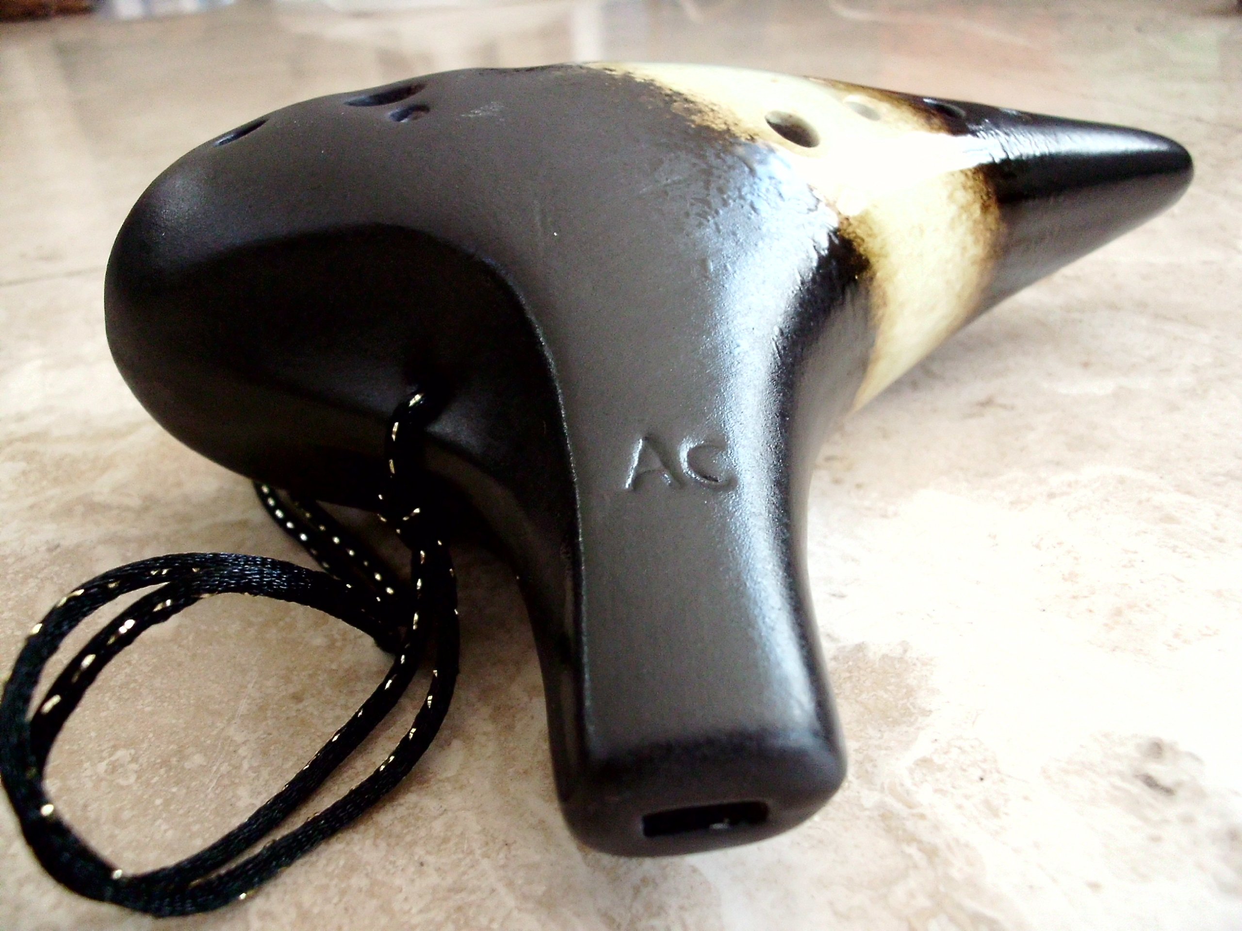 12 Holes Alto C Ceramic Ocarina - Black & White Crackle Glaze Musical Instrument for Beginners & Professionals | Perfect for Music Lovers, Gifts & Collectors