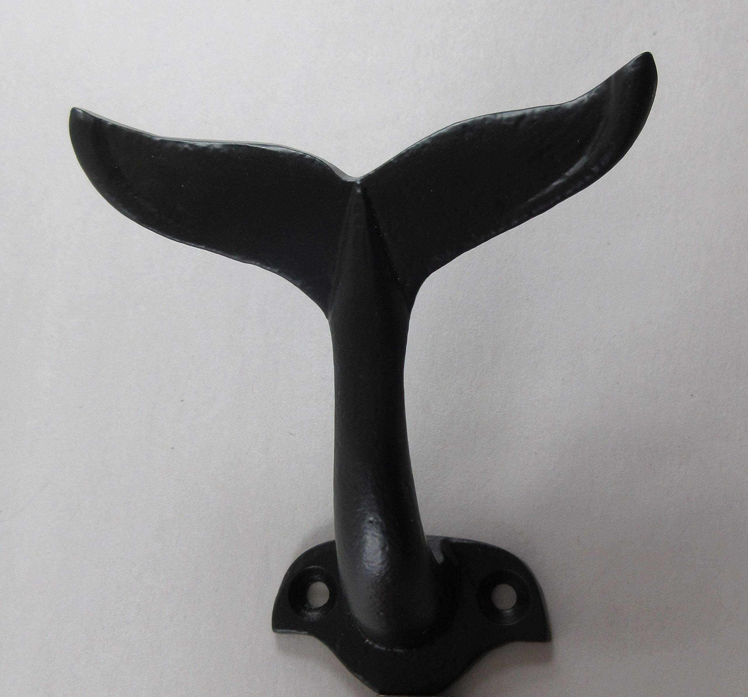 UD Cast Iron Whale Tail Hook - Rustic Nautical Wall Decor for Home, Kitchen, or Bathroom - Perfect for Hanging Towels, Keys, and Coats