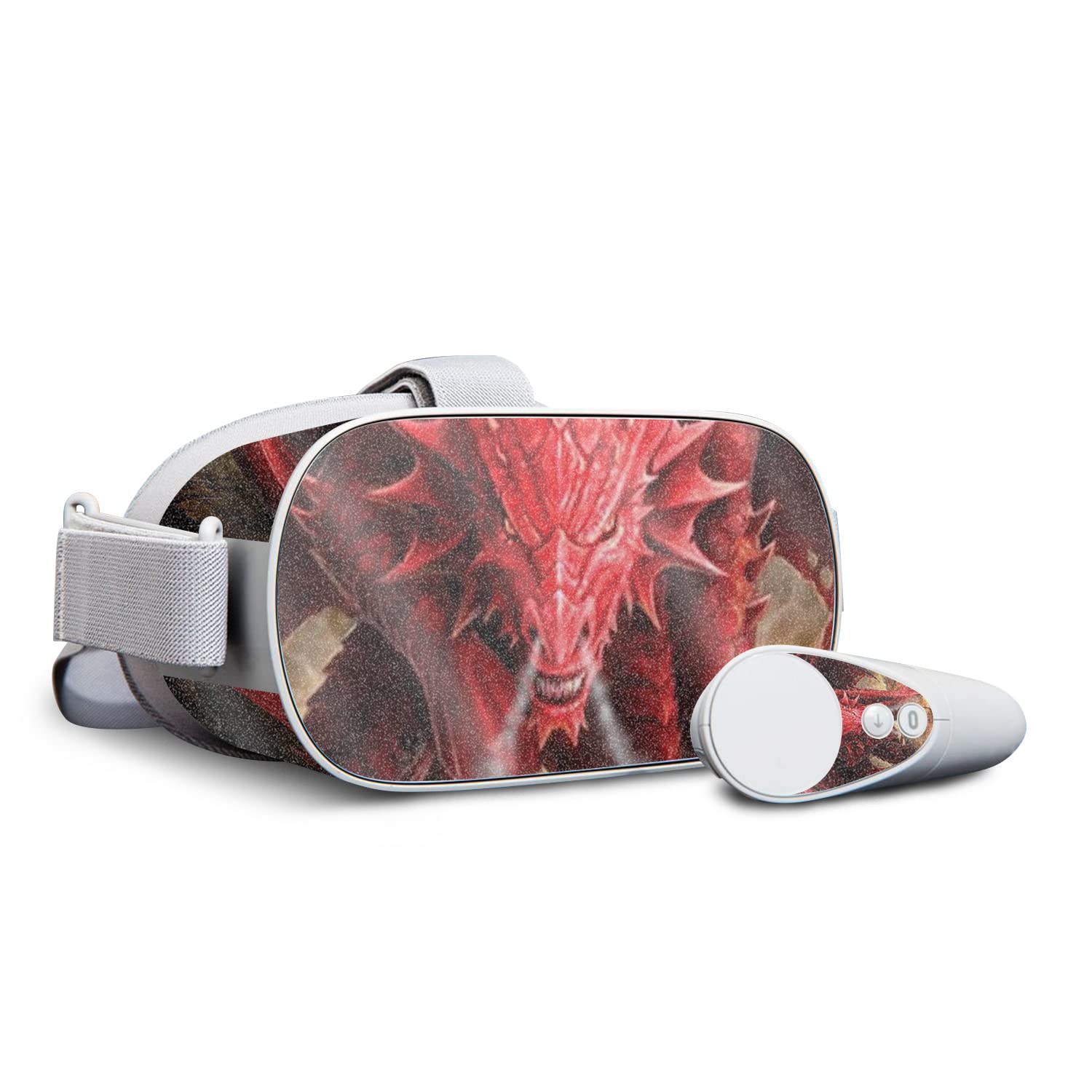 MightySkins Glossy Glitter Protective Skin Cover for Oculus Go VR Headset - Angry Dragon Design | Durable Scratch-Resistant High-Gloss Finish | Easy to Apply & Remove | Made in USA | Perfect for Gaming, VR Entertainment & Personalization
