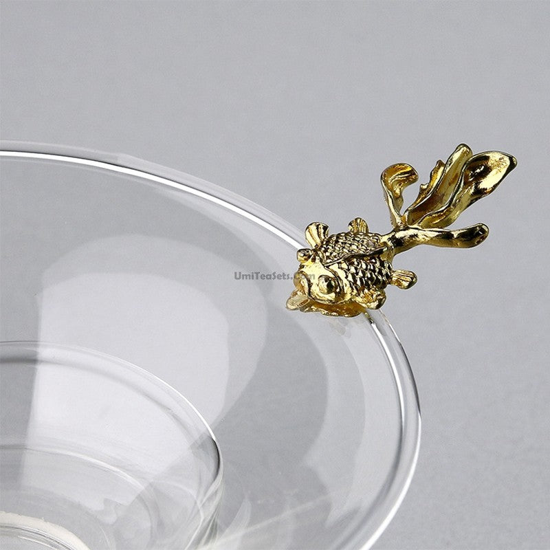 Premium Glass Tea Strainer with Goldfish Handle - Fine Mesh Infuser for Loose Leaf Tea, Herbal Tea & Matcha - Perfect for Tea Lovers, Home Brewing & Gift Giving