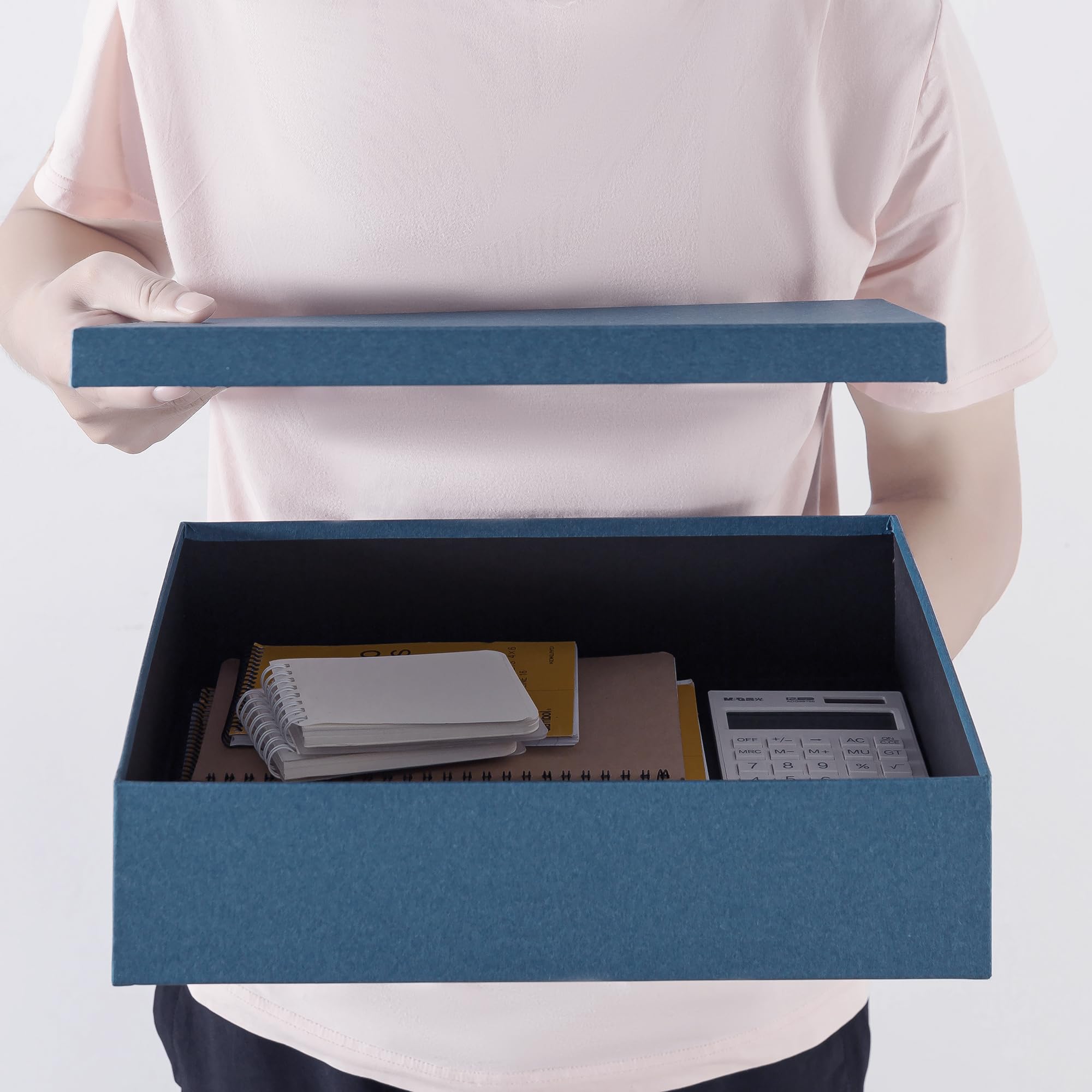 Decorative Storage Boxes with Lids - Navy Blue for Home & Office Organizing