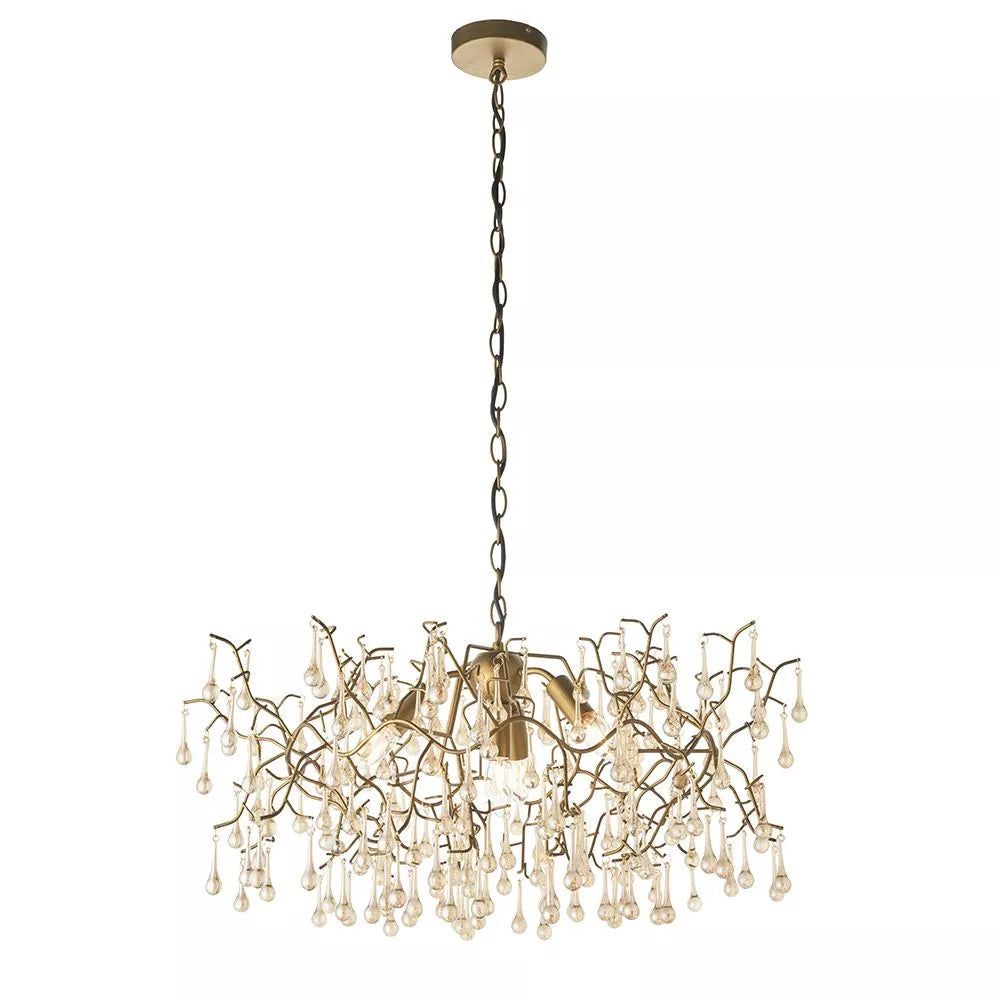 Athena 4/6L Center Ceiling Light - Aged Gold & Champagne Finish - Elegant Dining Room & Living Room Lighting Fixture