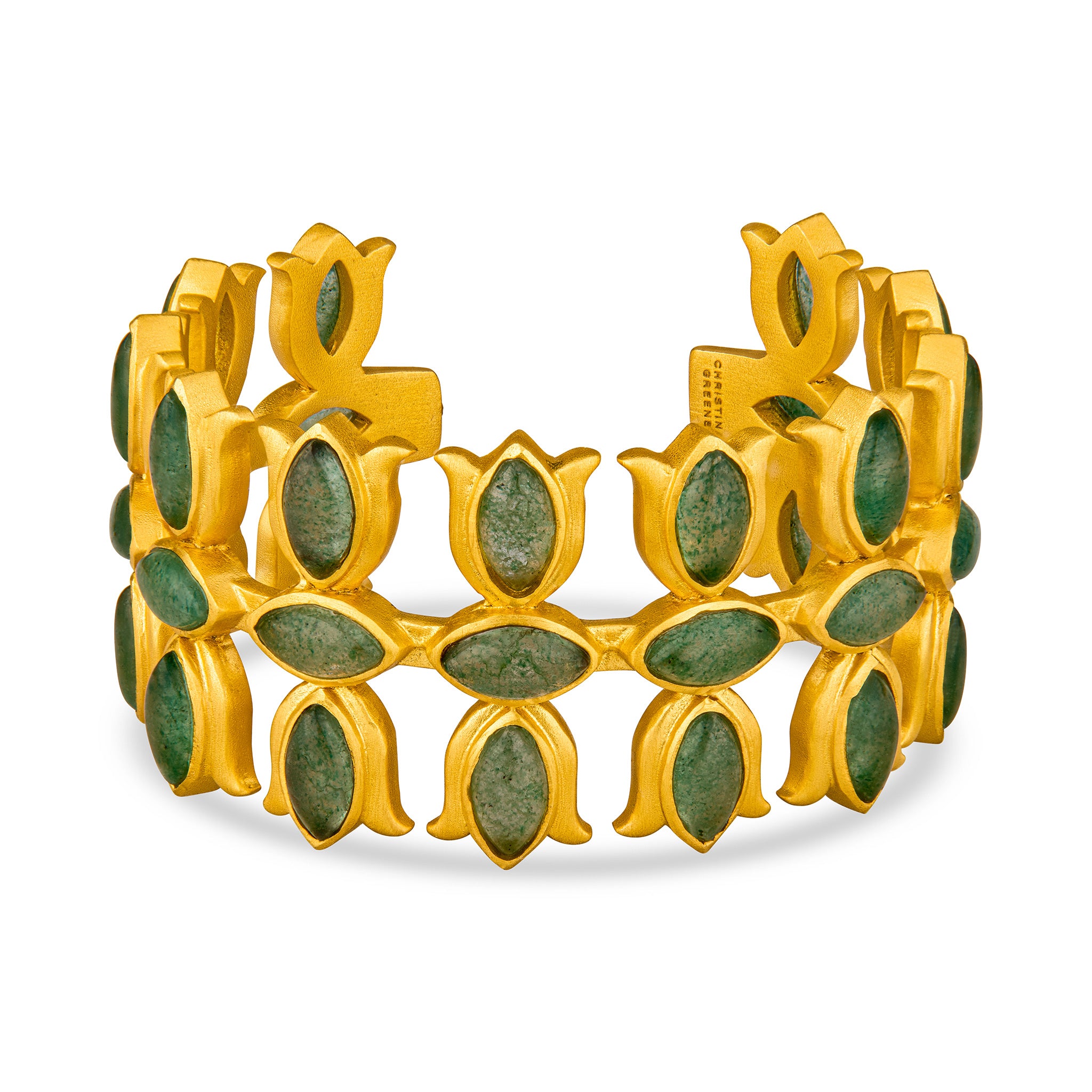 Green Strawberry Quartz Flower Crown Cuff - Elegant Boho Headpiece for Weddings, Festivals & Photo Shoots