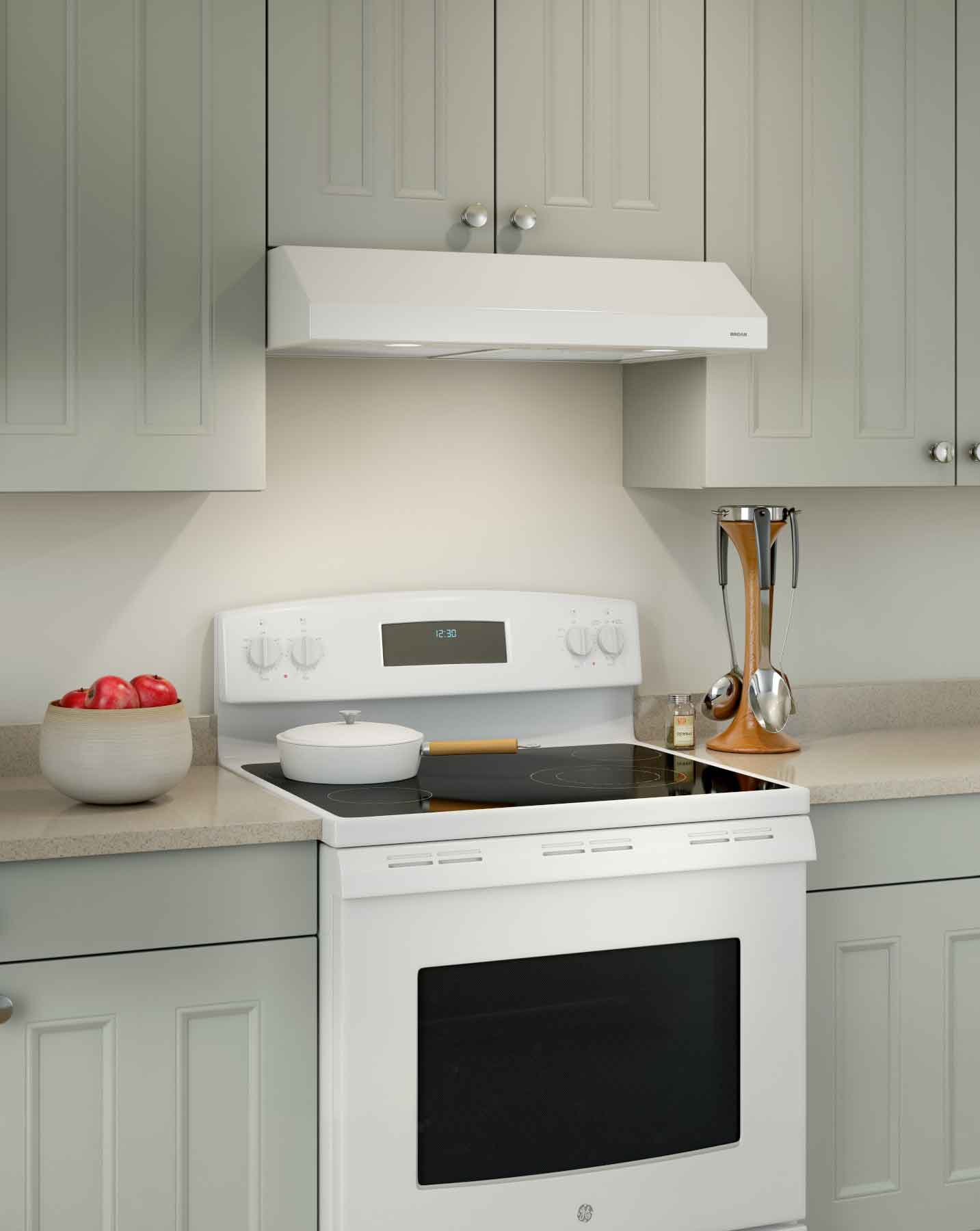 Broan White 24-Inch 300 CFM Under Cabinet Range Hood - BCS324WWC | Powerful Kitchen Ventilation for Smoke & Odor Removal | Perfect for Small to Medium Kitchens
