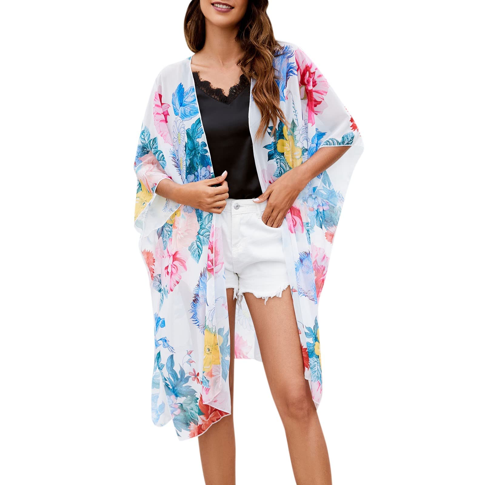 Women's Casual Printed Cardigan - Elegant Beach Cover Up, Bikini Wrap, Mid-Length Blouse | Perfect for Beach Vacations, Poolside Lounging & Summer Outfits