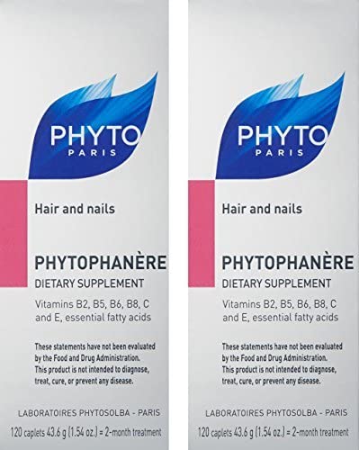 PHYTO Phytophanère 100% Natural Hair Growth Supplement for Thinning Hair – 4 Month Supply (240 Capsules, Pack of 2) | Vegan Biotin & Vitamin Formula for Stronger Hair | Daily Use for Women & Men