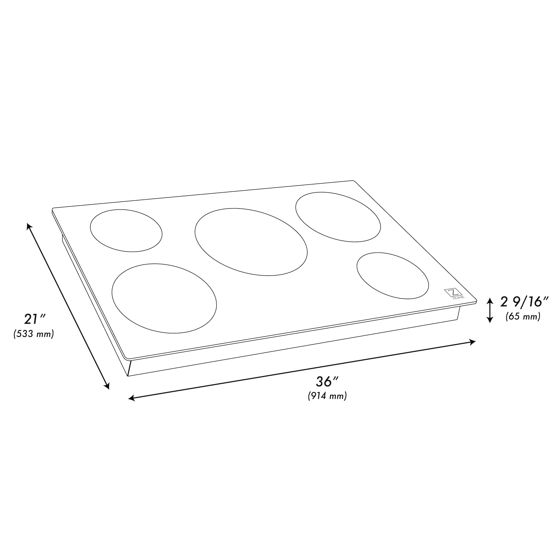 ZLINE 36 Inch 5-Burner Induction Cooktop with Touch Controls - RCIND 36 | Fast Heating & Precise Cooking | Perfect for Home Chefs & Modern Kitchens